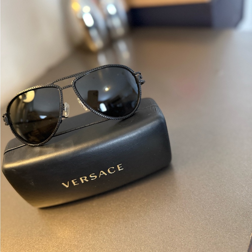 Versace Black Aviator Shades